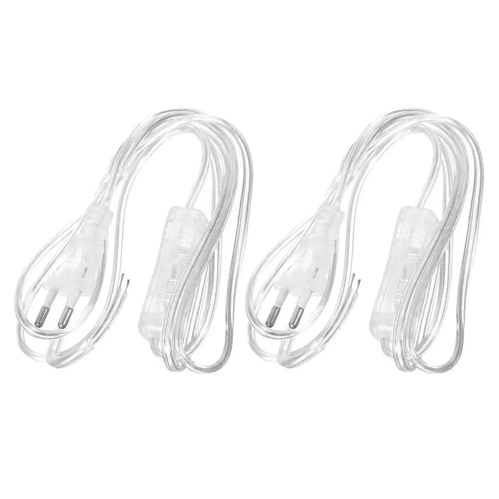 2Pcs Transparent Switch Power Cable Flexible Lamp Cord Replacement Plug Table Lamp Power Switch Cord Lighting Supplies Eu Plug