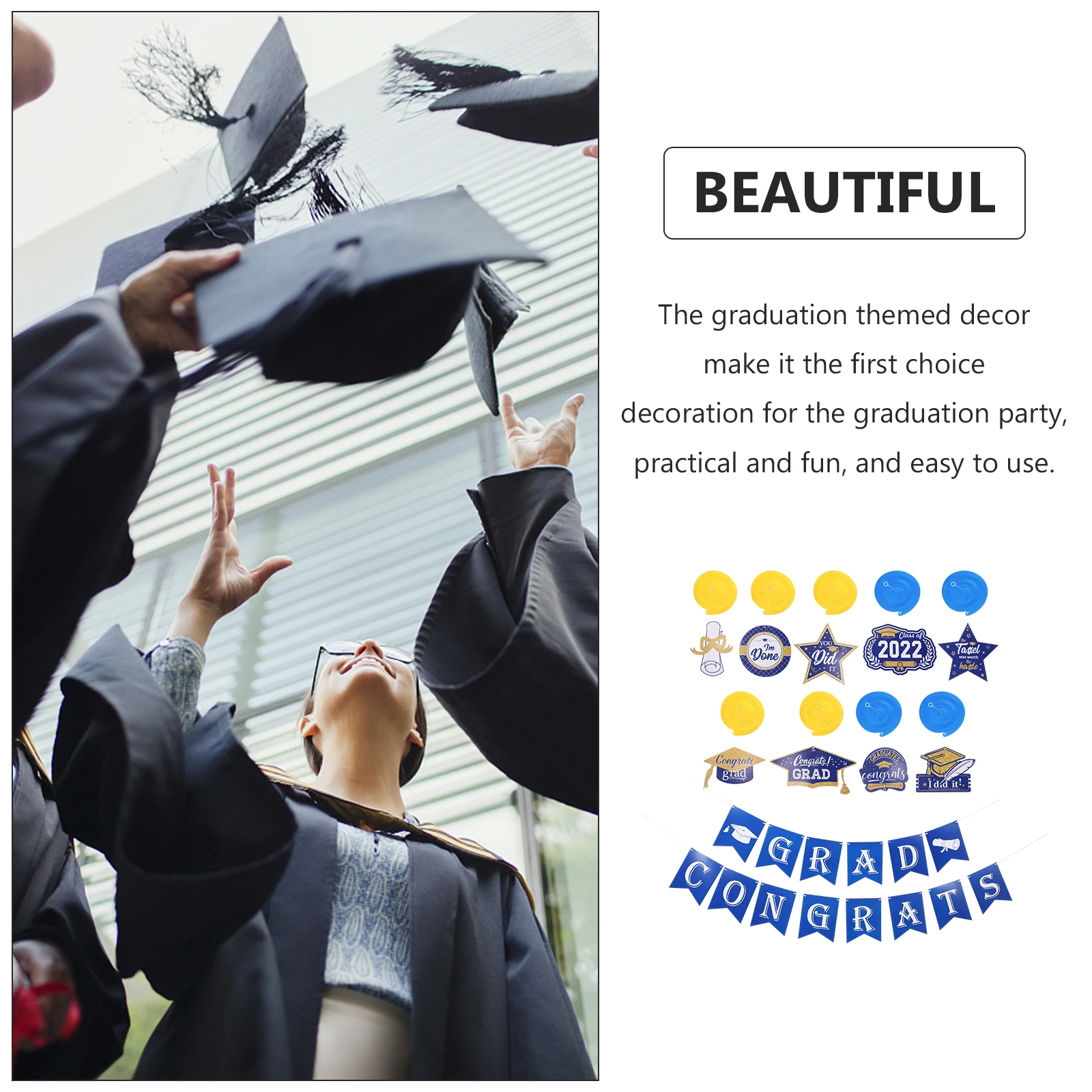 

1Set Graduation Themed Spiral Pendants Background Banner Decorations Lightweight Paper Crafts Graduation
