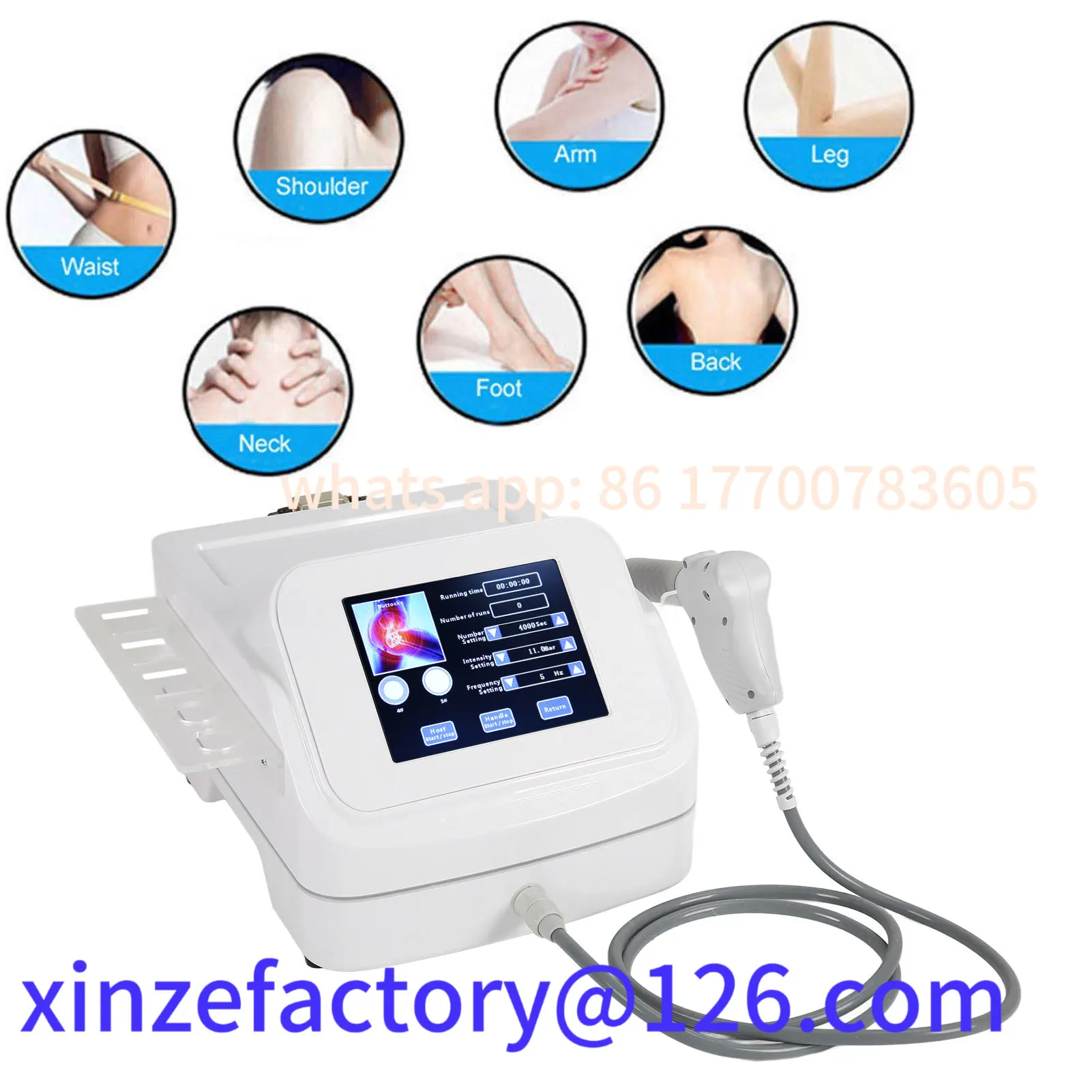 

Customizable Pneumatic Shockwave Massage Machine Break Up Adhesion Various Heads Shockwave Treatment Machine