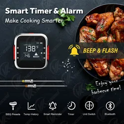 BBQ Meat Cooking Thermometer Wireless Connect Magnetic Design Remote Range Backlight Large LCD Waterproof and Probes