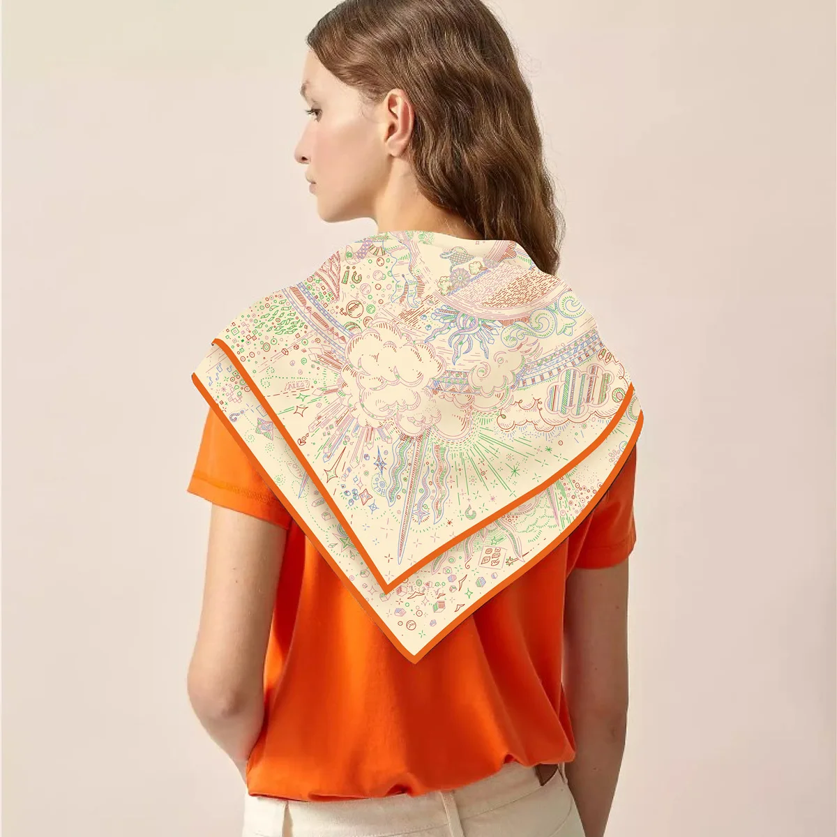 90cm Twill Silk Scarf Shawl Luxury Brand Carriage Print Square Scarf Women Hijabs Bandana Foulard Neckerchief Head Scarves