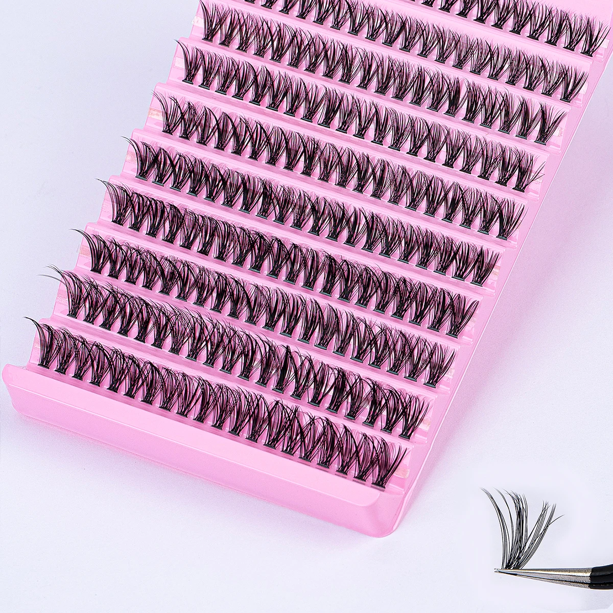 DIY Eyelash Extension Kit 200pcs Individual Lashes Cluster D Curl, 8-16mm Mix Lash Clusters with Lash Tweezers