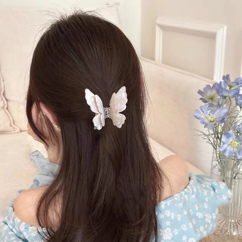 AWAYTR Fairy Butterfly Hair Claw Acetate Crab Hair Clip Sweet Princess Shark Clip for Women Girl Hairpin Hair Accessories