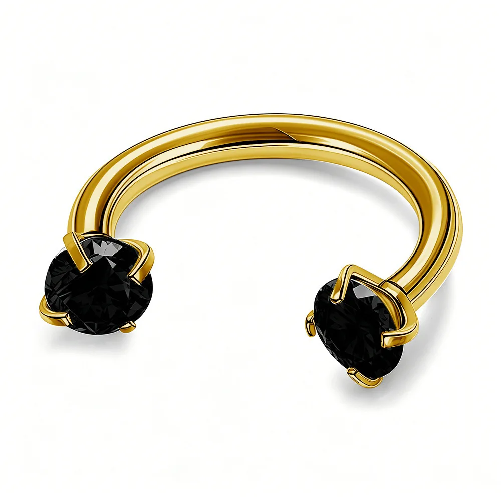 Doppelköpfiger Nasenring aus Edelstahl mit Zirkonia, hochglanzpolierte Ohrringe, minimalistischer Stil, Größe 8/10/12mm – Detail 3