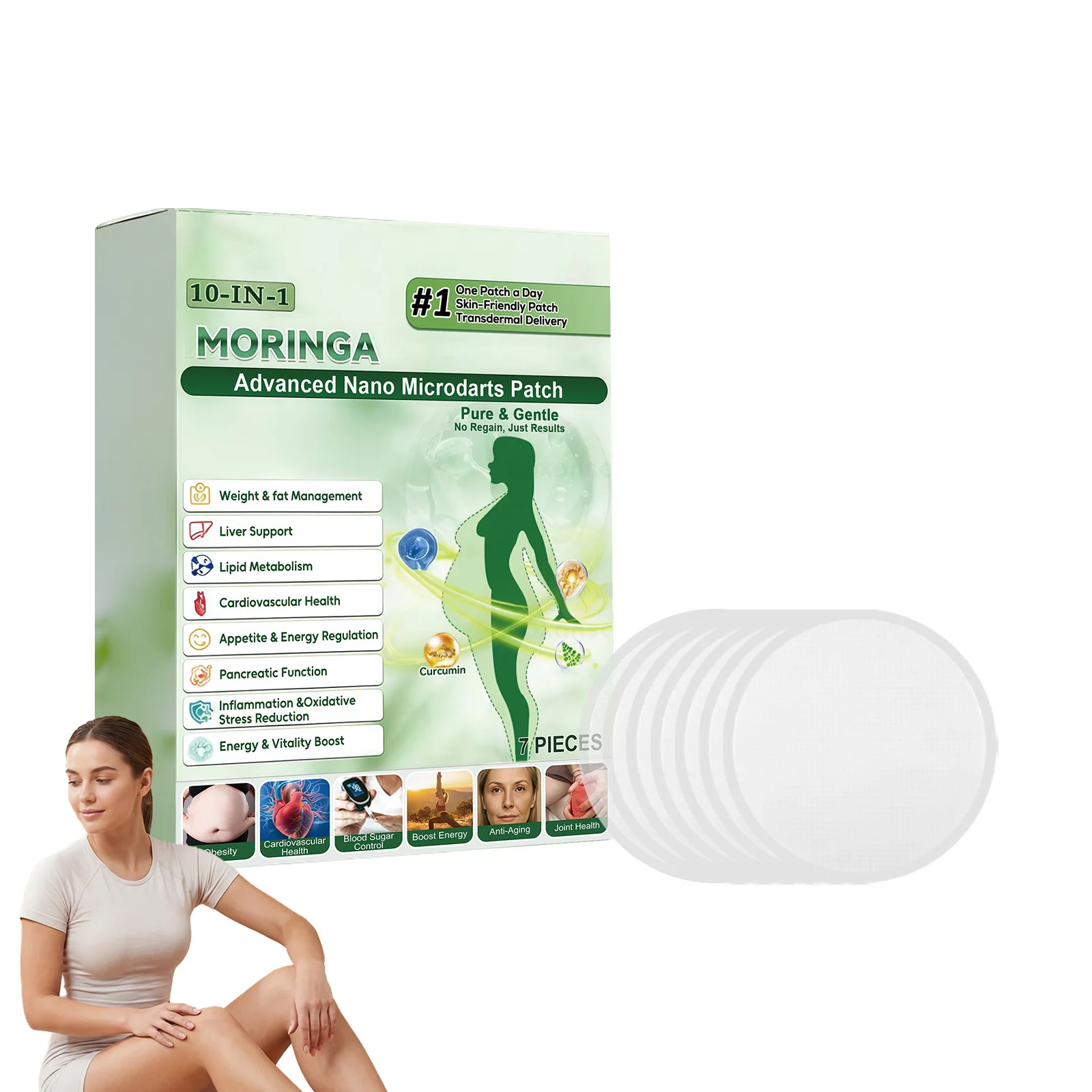 Moringa Microneedle 10-In-1 Patch Show Graceful Lines And Protect The Skin All Over The Body For Daily Personal Care