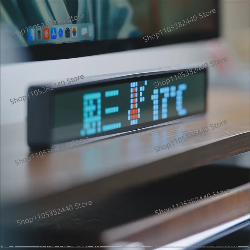 LED dot matrix pixel clock pickup voice-activated music spectrum light WiFi network time Weather display desk clock