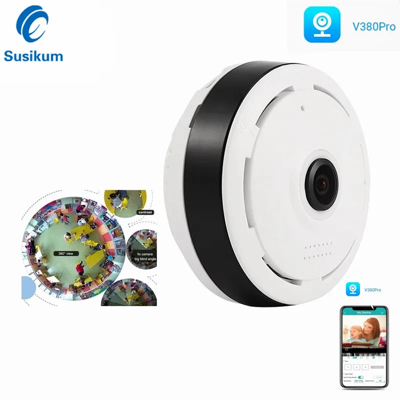 

WiFi security camera 360 Panoramic Fisheye Lens infrared night vision 3MP MINI IP Camera V380 Pro APP