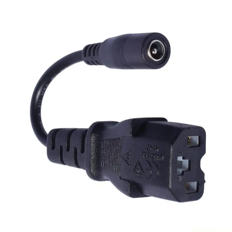 F62C 5.5x2.1mm Female to 5525 8016 C13 12 3Pin Adapter Cord for Solar Devices and LED Light 15cm Cable Length Black