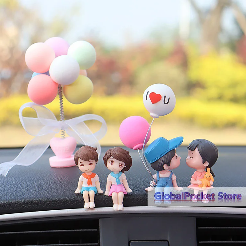 Car Accessories Cute Cartoon Couple Movable Doll Balloon Ornaments Car Cute Kissing Couple Doll Car Decoration Balloon Ornaments