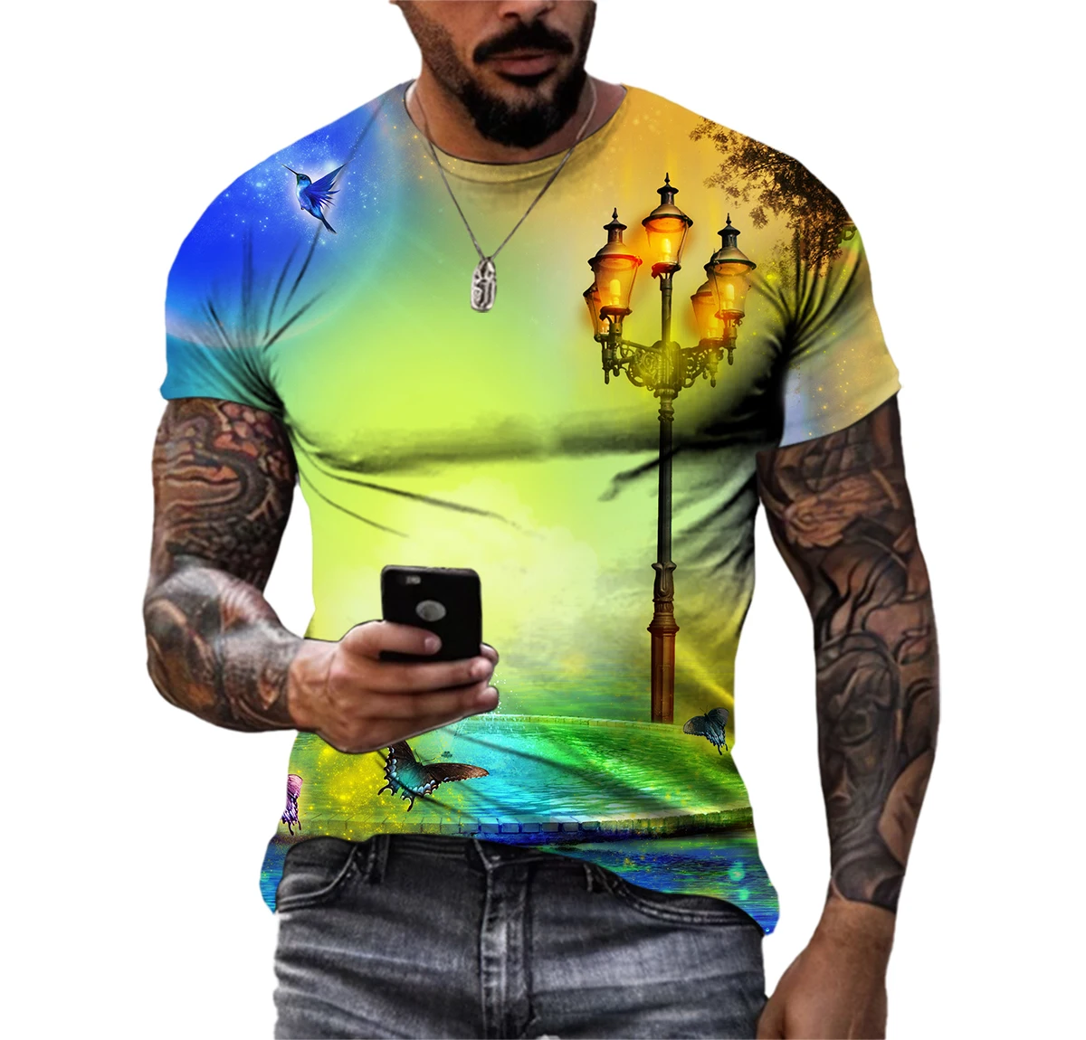 Fairy Tale World Myth Magic Forest Men T-Shirts 3D Print HD Pattern Hip Hop Harajuku Personality Round Neck Tee Short Sleeve Top