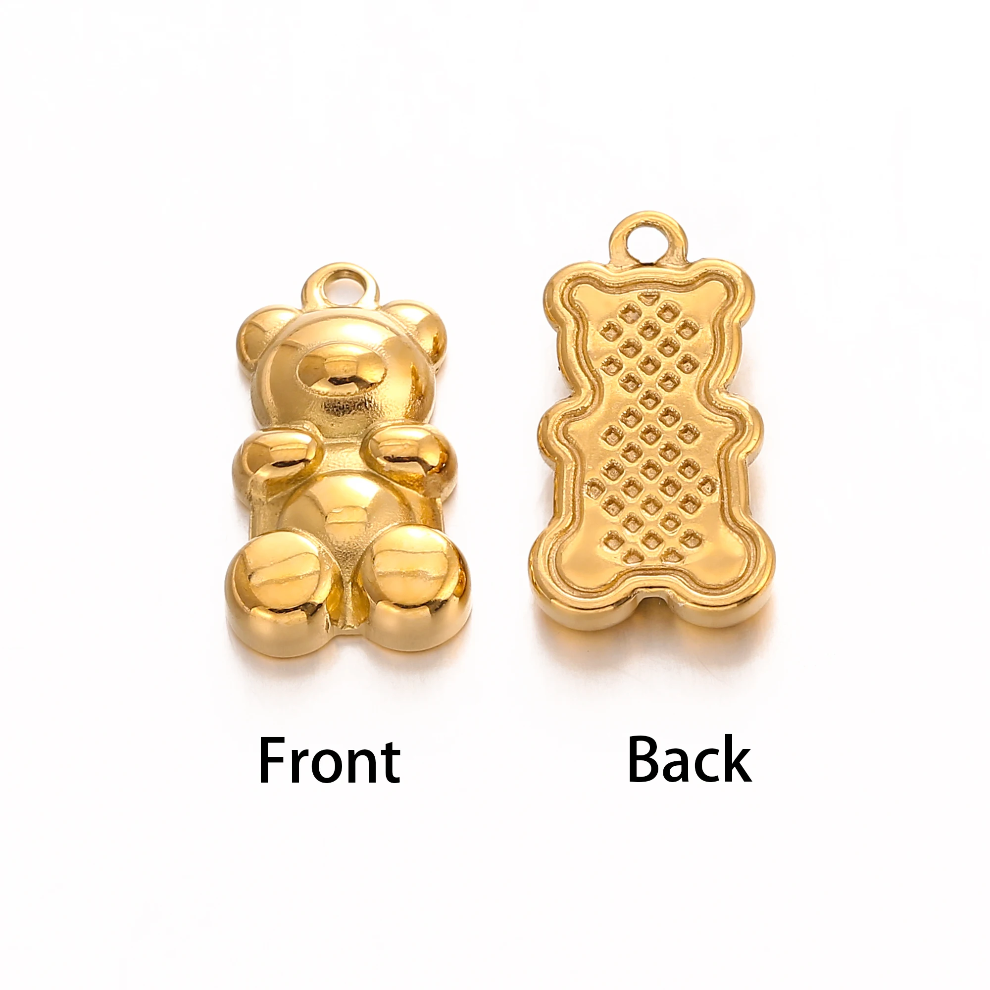 3Pcs/Lot Stainless Steel 3D Bear Charms 18K PVD Plated Animal Pendants Craft Supplies DIY Handmade Jewelry Making Decor Findings - Detail 1