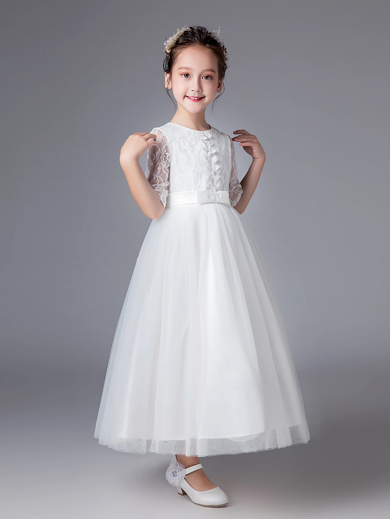 Tween Girl Summer Clothing Flower Girl Dress White Ball Gown for 12 Year Old Girls Kids Party Dresses