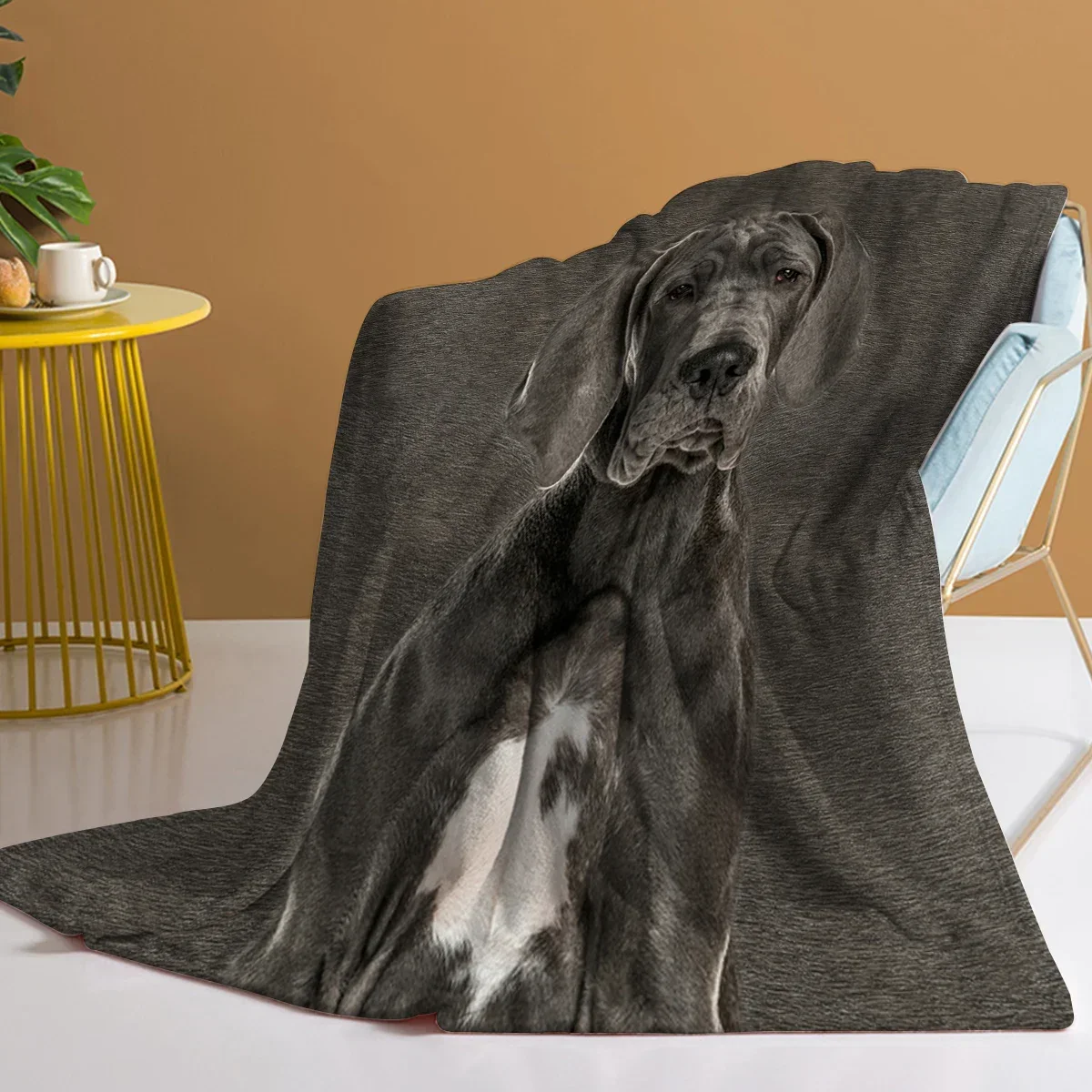 

Grey Great Dane Blanket Printed Throw Blanket Plush Fluffy Flannel Fleece Blanket Soft Throws for Sofa Couch and Bed