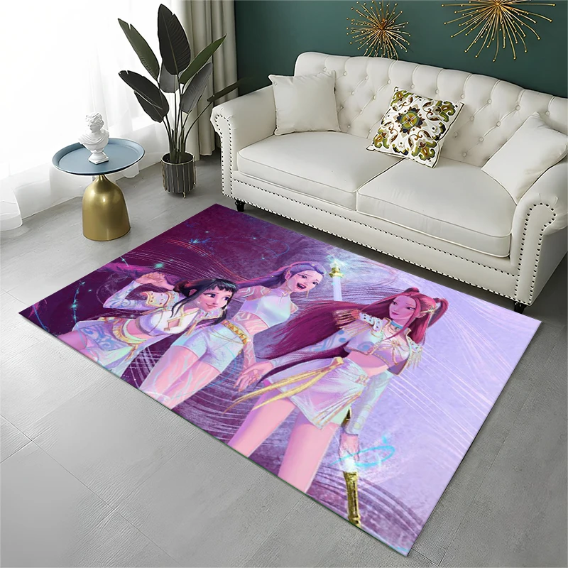 KPop D-Demon H-Hunters S-Saja Cartoon Non-Slip Area Rug for Living Room Bedroom Playroom,Carpet Floor Mat for Home Decor Holiday