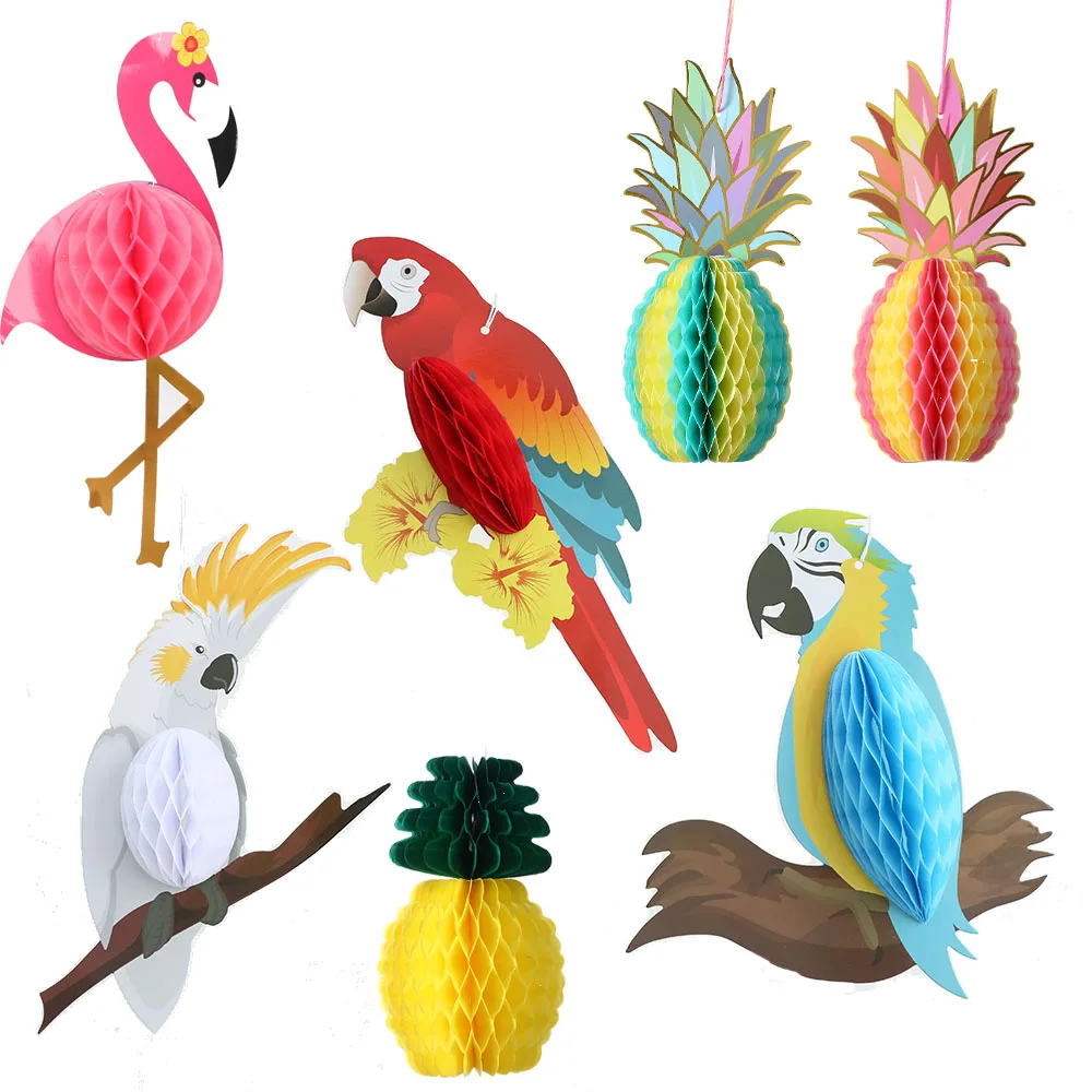 

Summer Hawaiian Tropical Party Decoration Pineapple Flamingo Hanging Paper Lanterns Parrot Honeycomb Ball Birthday Babyshower