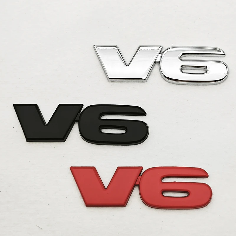 3D 메탈 자동차 스타일링 V6 엔진 로고 프론트 그릴 배지 리어 트렁크 엠블럼 사이드 펜더 스티커 자동차 외장 액세서리