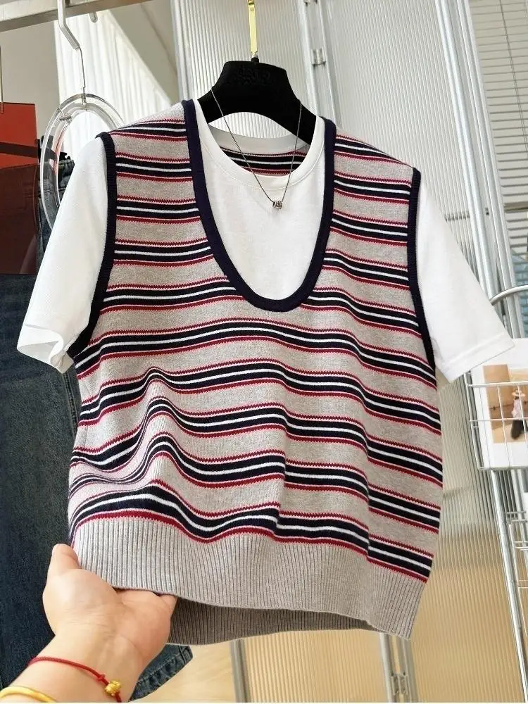 

Trendy 2PCS Camisole & T-Shirt Set Women 2026 Summer Short Sleeve Cute Layered Casual Tops