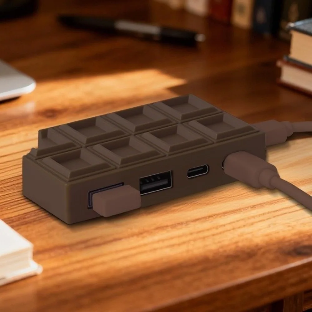 Chocolate Block Design 4-in-1 USB Hub Compact Portable USB Splitter Type-C Interface USB Adapter For Laptop