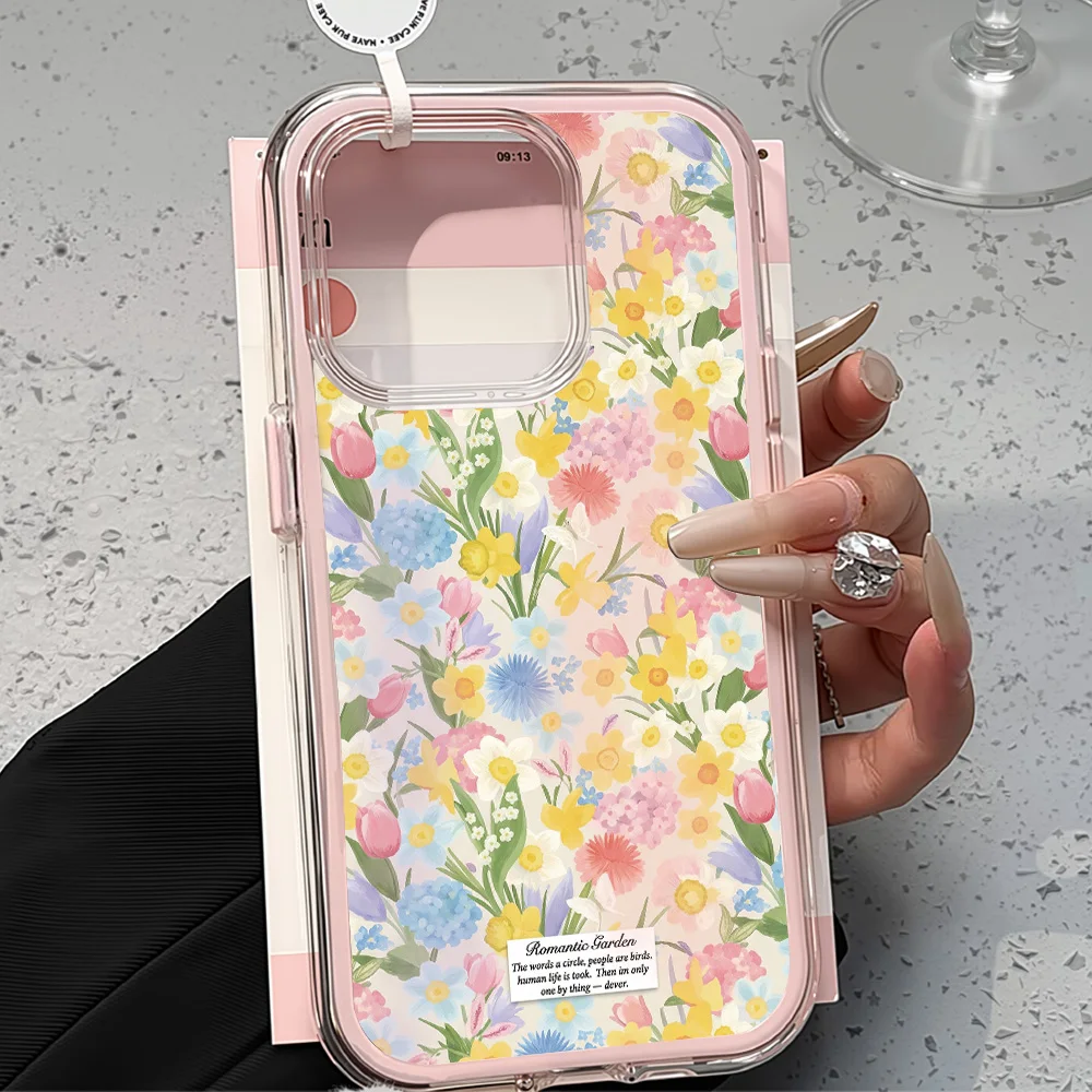 2-in-1 Blumen-Süßigkeiten-Farbige Handyhülle für iPhone 17 Pro Max 13 16 11 15 14 12 Air 17promax 17pro Silikon Transparente Schutzhülle