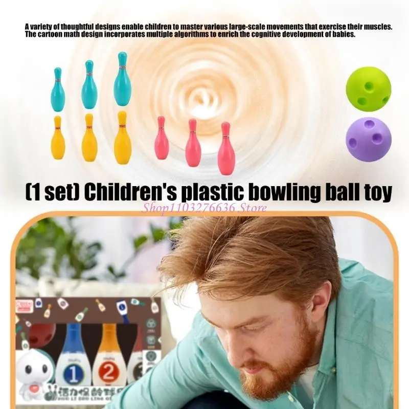R6FD Indoor Sport Bowling Game Family Bonding Quick Setup Bowling Toy Educational Sport Activity for Parents Kids Party Fun