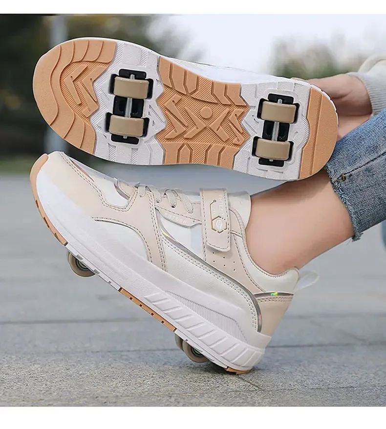 

New leather surface, light-free walking shoes, small four-wheel skating shoes, children's gifts kids sneakers kids shoes