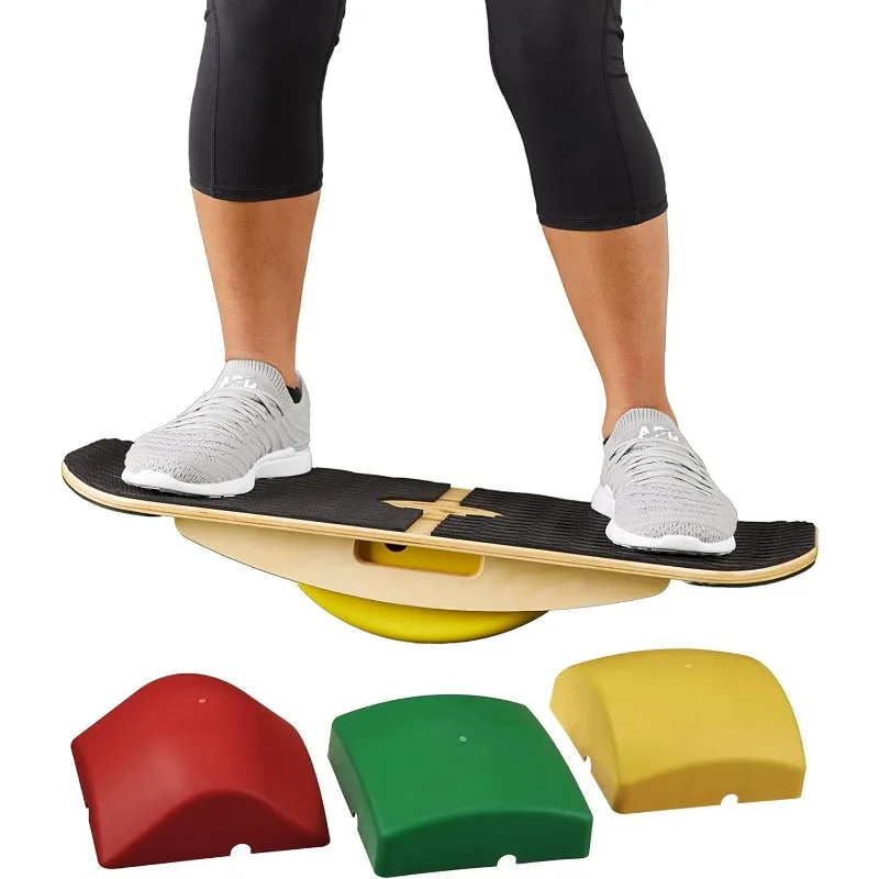 Balance Surfer | Bamboo Balance Board for Office, Standing Desks, Surfing, SUP, Yoga, Exercise! Includes 3 Balance Modules