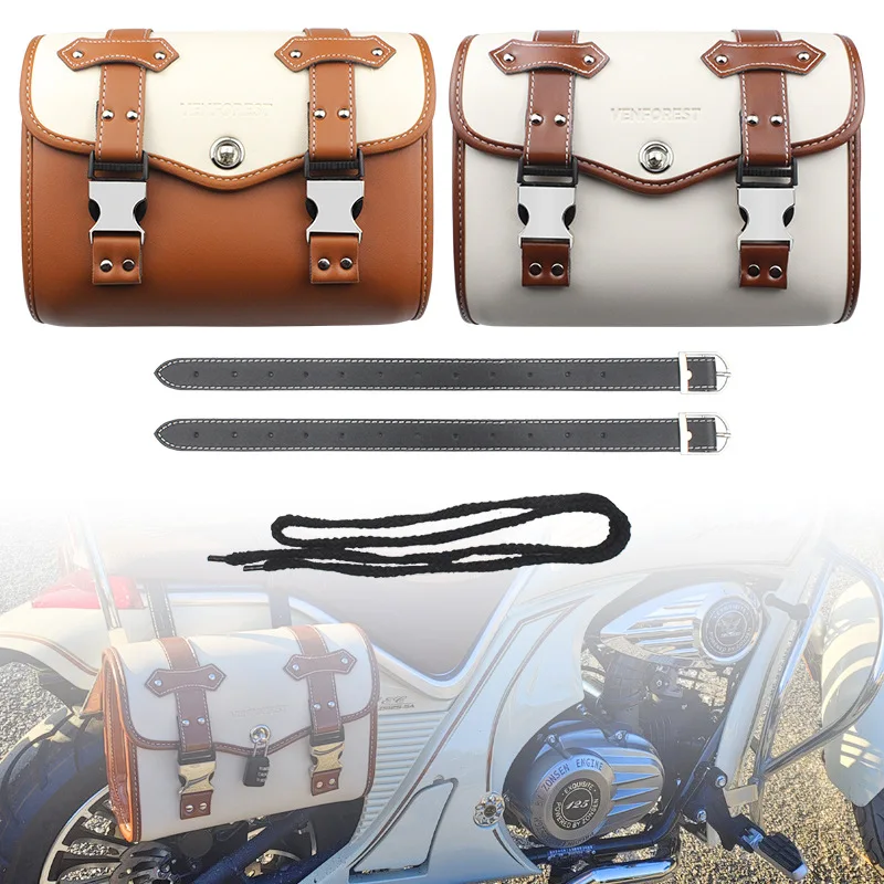 Motorcycle modification accessories Front bag Motorcycle Harley Prince Vintage hanging bag kit Storage tail bag