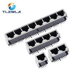 RJ45 59 Metal Female PCB Right Angle Board Jack Connector 8P8C Crystal Head Socket 21mm Network Interface Long bodies
