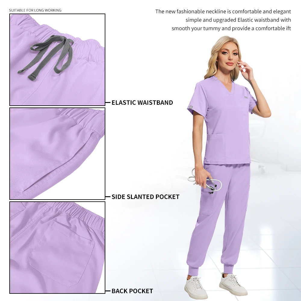 Unissex clínico dentista workwear uniforme médico das mulheres dos homens médico enfermagem roupas de trabalho beleza traje enfermeira esfrega calças superiores conjunto