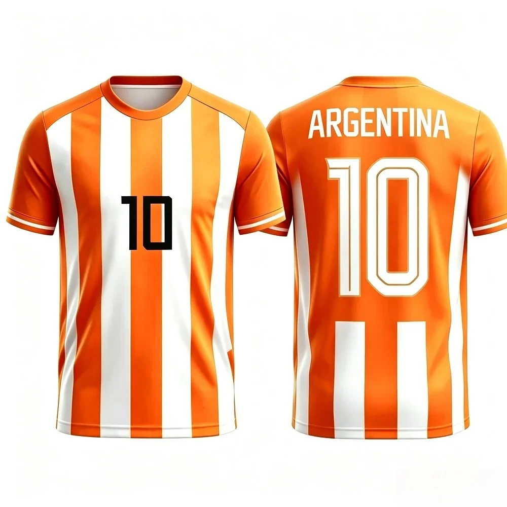 4 Styles Argentina l No.10 Soccer Jersey  Splash Print Quick Dry Short Sleeve Football T-Shirt for Men Sports Training Top