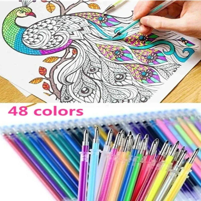 Color Gel Ink Pen Refills Neon Glitter Pastel Art Be Smart Replace  48 Colors