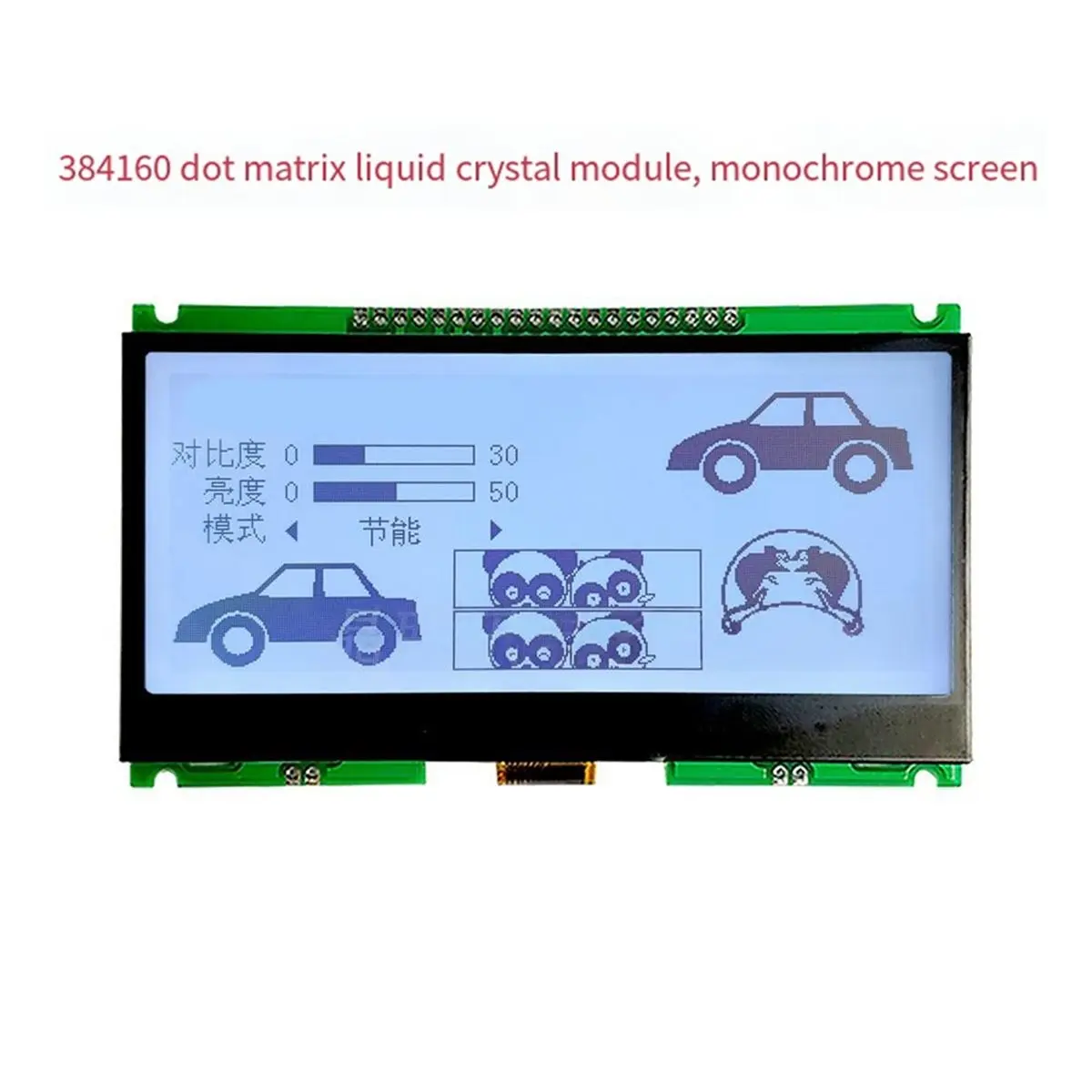 384160G-973-PN Dot Matrix LCD Display Black-and-White LCD Display Module 384x160 Resolution ST7586S 3.3V Power Supply
