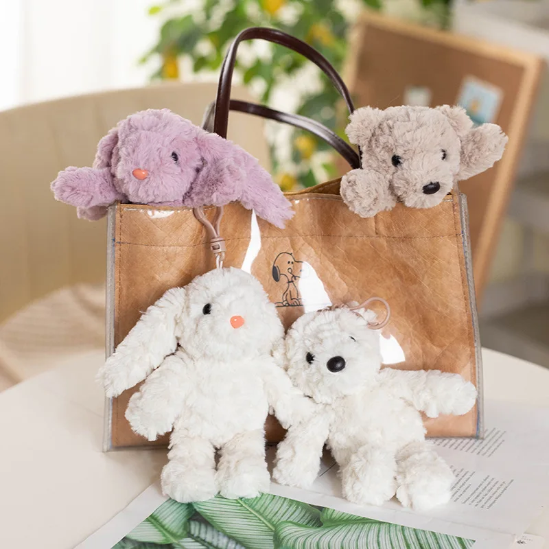 Llavero de peluche de animal, conejo de orejas caídas, cachorro, perro, colgante para mochila, adorno encantador para niños