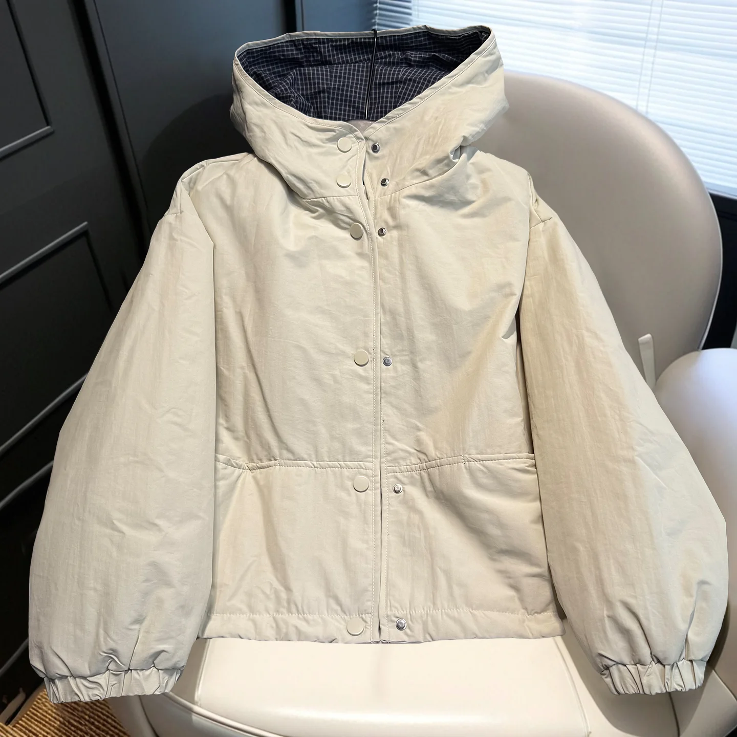 

Винтажные клетчатые лоскутные хлопковые куртки с капюшоном, женские модные свободные теплые пальто, зимнее однотонное универсальное пальто