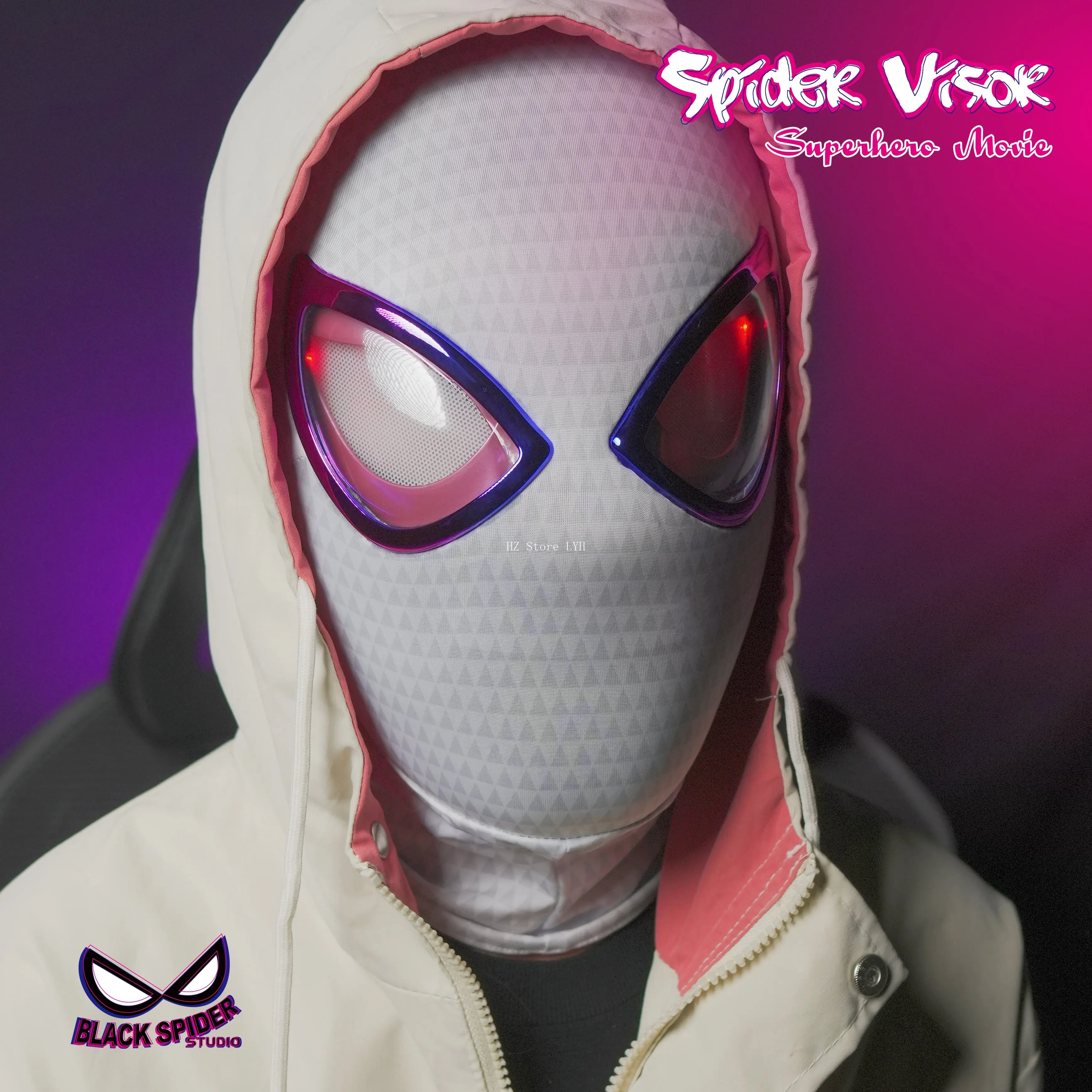 1:1 Miles Morales Mask with Movable Eyes Mascara Electric Gwen Spider Helmet Ring Control Halloween Cosplay Mask Toy Man Gift