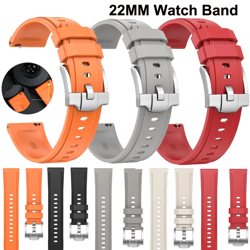 

22MM Watch Strap For Garmin Forerunner 745 255 965 265 VENU 2 Fluororubber Band For Xiaomi Watch S3 S2 S1 Pro Mi Watch Color 2