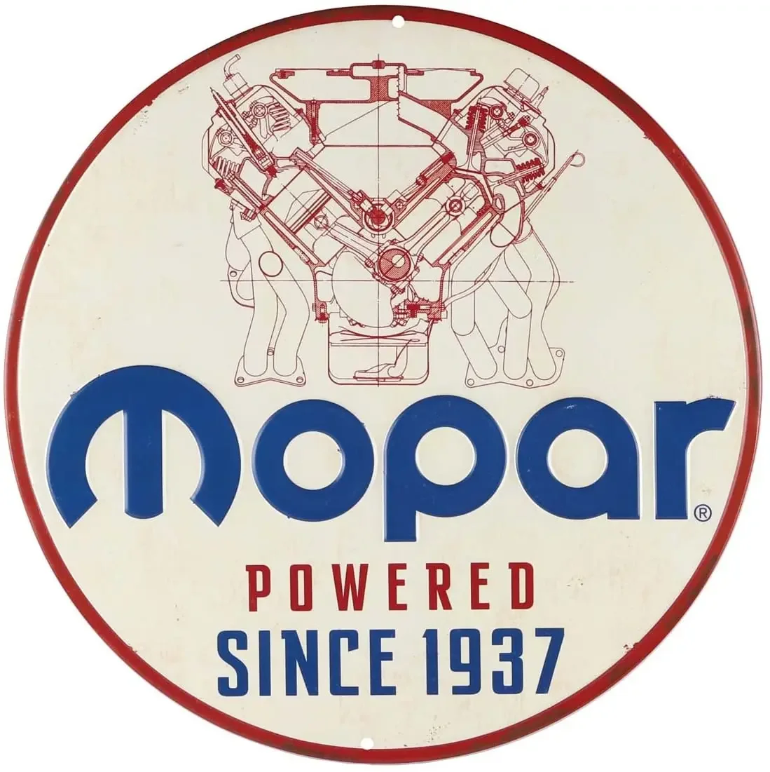 Open Road Brands Mopar Powered Since 1937 Round Embossed Metal Sign