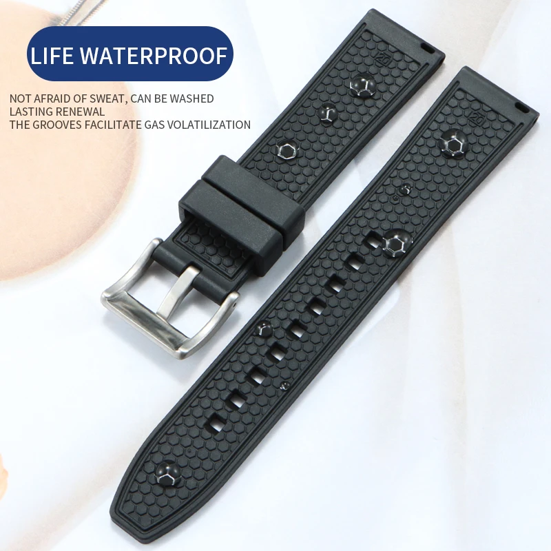 Beznarzędziowy gumowy pasek do T-SPORT T1166 pilots s bransoletka Seiko Breitling Sport diving bransoletka 18/20/22/24mm akcesoria do paska