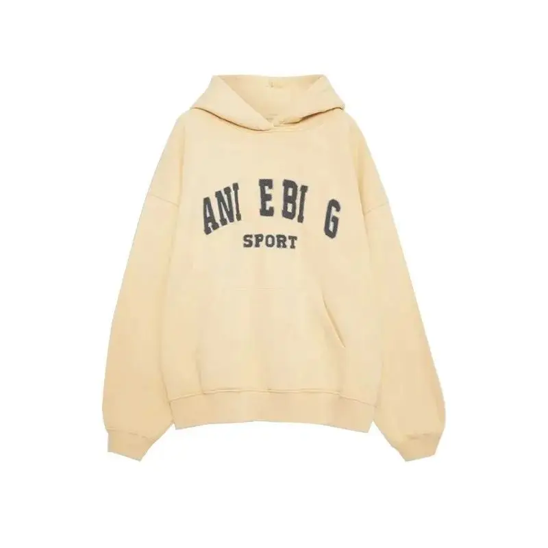 2024 Gorąca wyprzedaż 23SS Desginer Fashion Cotton Hooded New AB Anines Bing Classic Letter Print Wash Water Color Snowflake Hoodies