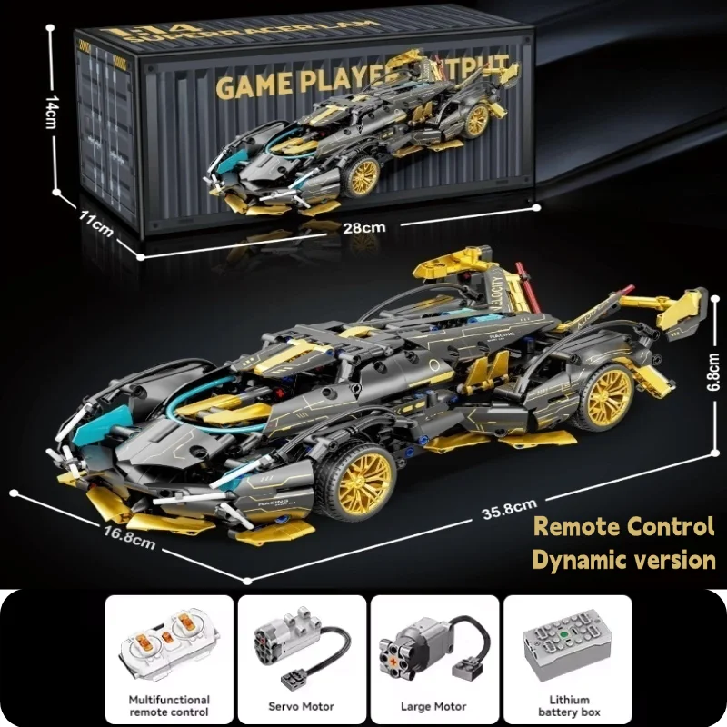 Technologie Racewagen Blok Model 1280PCS + 1:14 Motion Speed Auto Model Mechanische Super Blok Montage Speelgoed Kinderen volwassen Geschenken