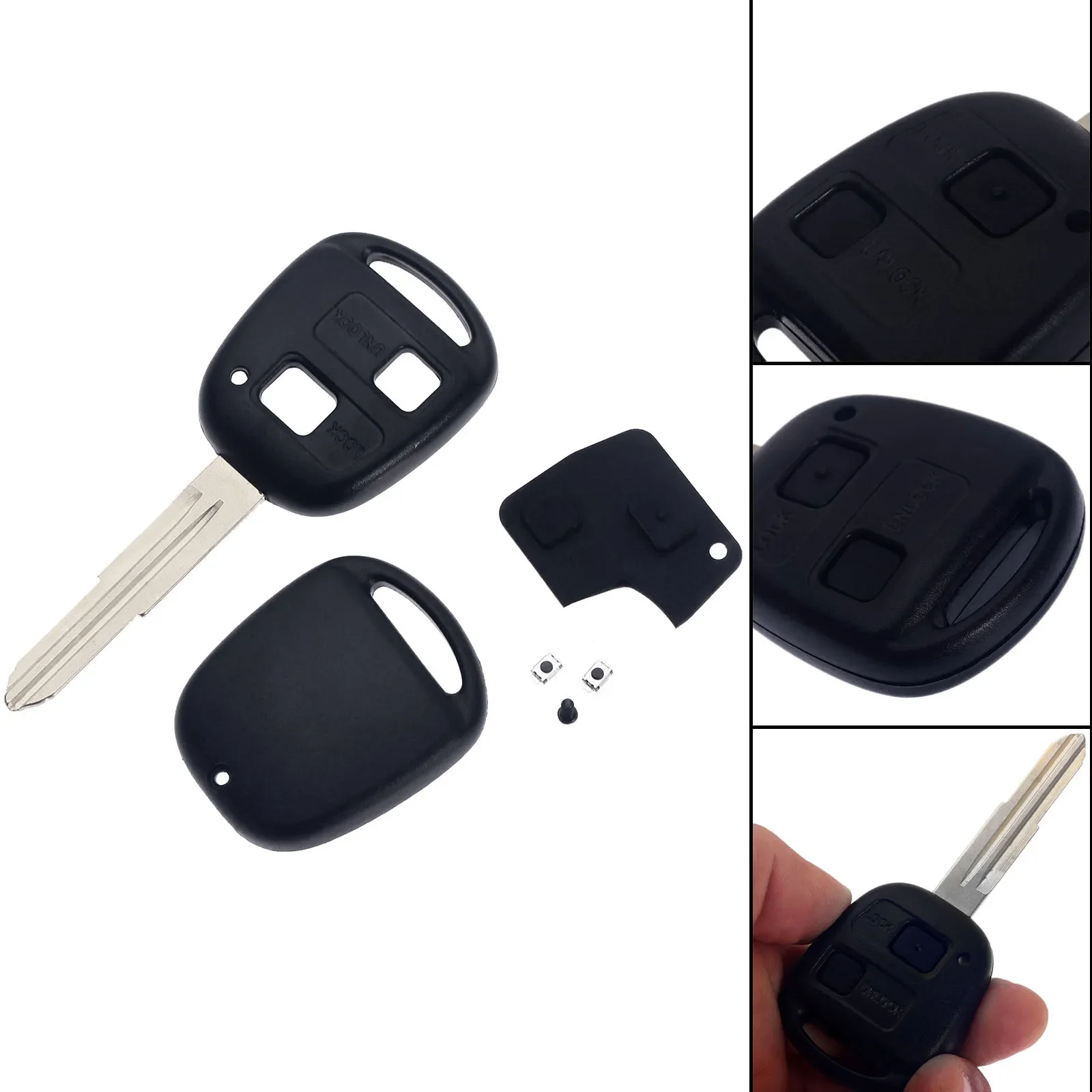 1Pc Car Remote Key Fob Switch Rubber Pad 2 Buttons Auto Key Case Shell Cover for Toyota Yaris Avensis Corolla RAV4 Camry Prado