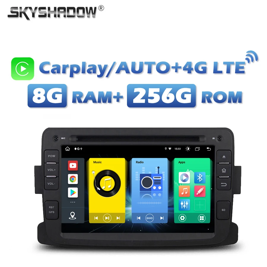 Wireles Carplay Android 13.0 8G+256G Car DVD Player GPS RDS Radio Wifi Bluetooth For Dacia Duster Renault Captur Lada Logan Xray