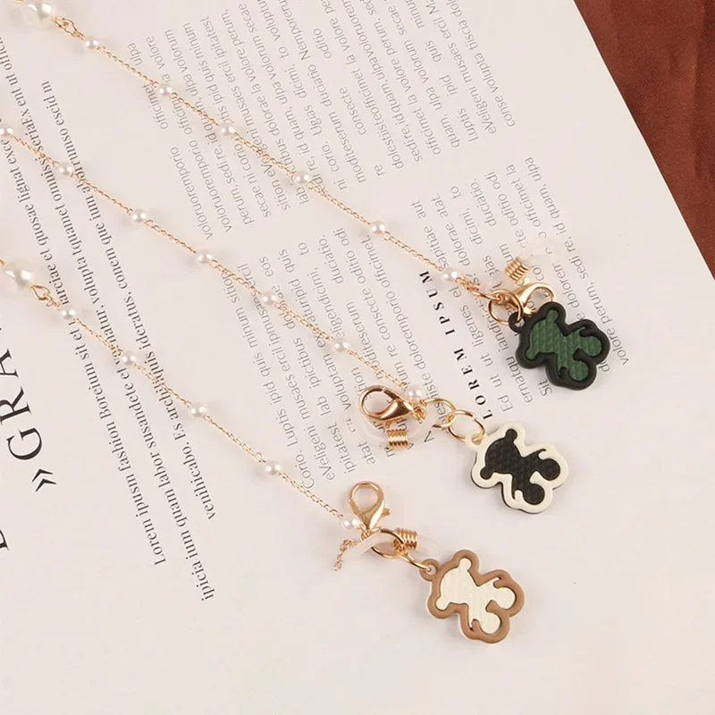 2024 Fashion Acrylic Student Mask Chain Holder Lanyard Cute Bear Bunny Charm Glasses Chain Neck Strap for Women Children Gifts