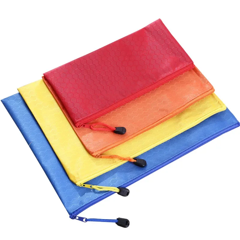 Office Stationery Wholesale A4 Korean Oxford Cloth Zippered File Bag Hand Bag Color File Organizer File Folder