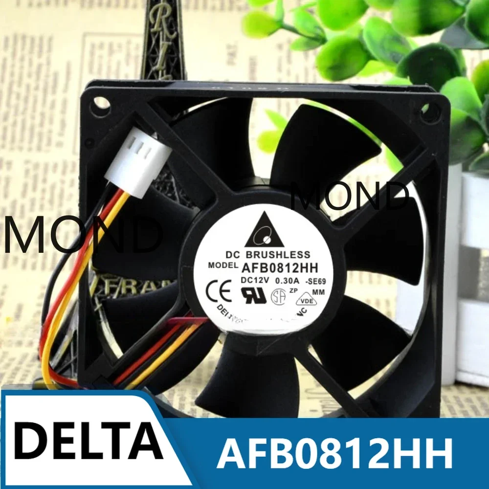 Delta AFB0812HH 8025 DC 12V 0.30A 8CM 80x80X25mm Double Ball High Air Volume Server Inverter Cooling Fan