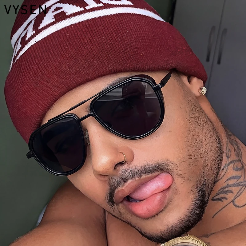 

Steampunk Retro Pilot Sunglasses Men 2026 Luxury Brand Design Oversized Double Bridge Sun Glasses For Male Driving Eyewear Shade