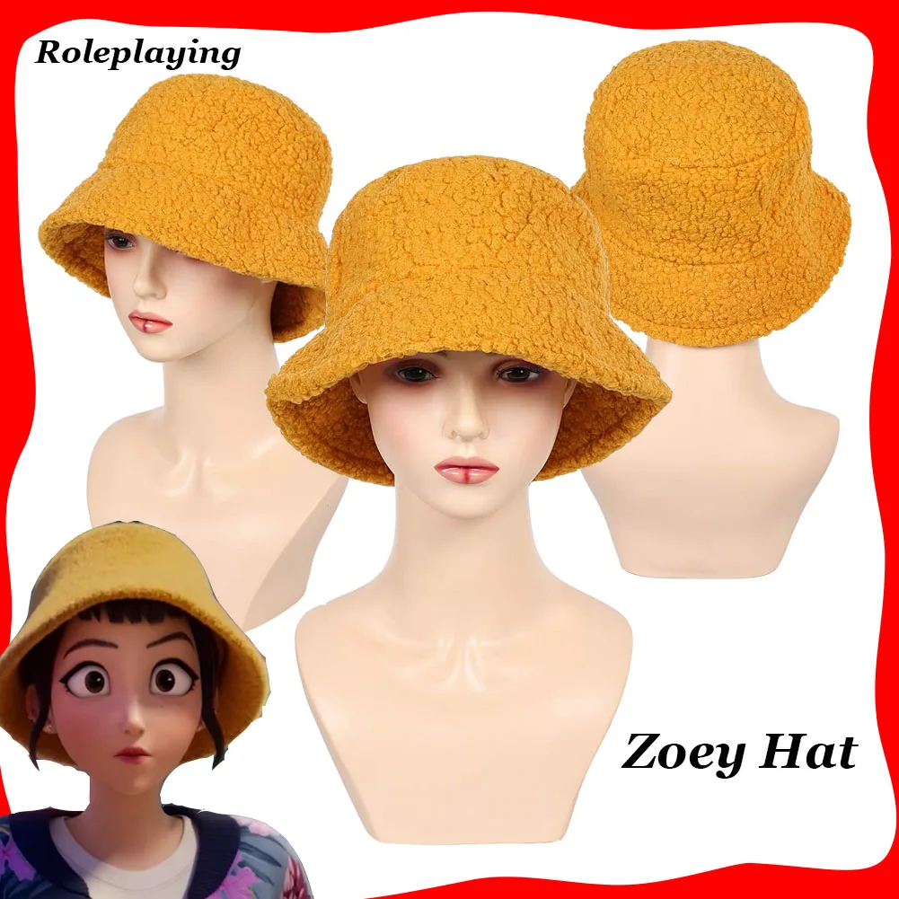 Zoey Kpop Demon Hunter Cosplay Yellow Lamb Fleece Fisherman Hat Cap for Women Girls Movie Costume Accessories Halloween Carnival