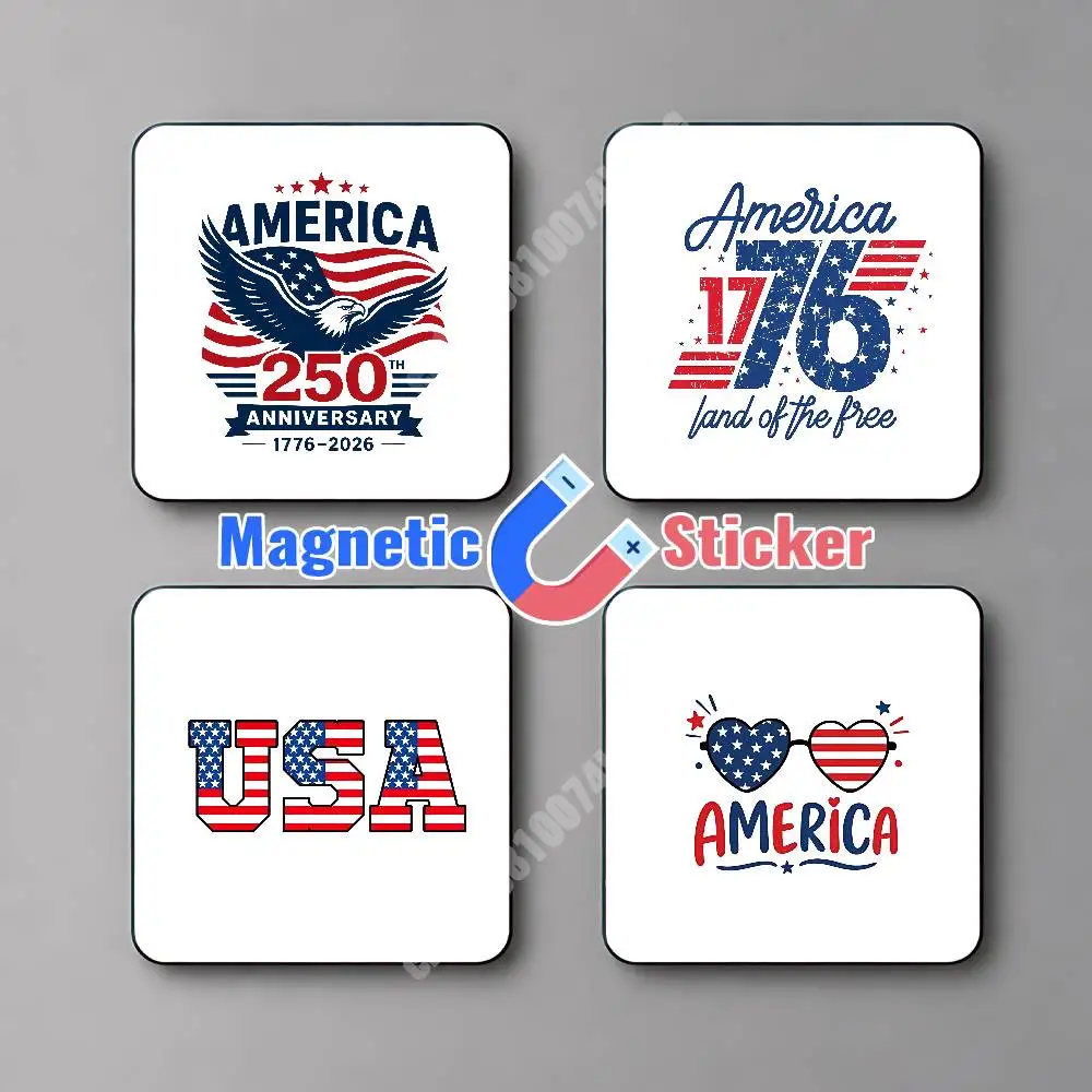 USA 250th Anniversary Independence Day Magnetic Sticker Removable Fridge Decal for Metal Surfaces Magnet Label