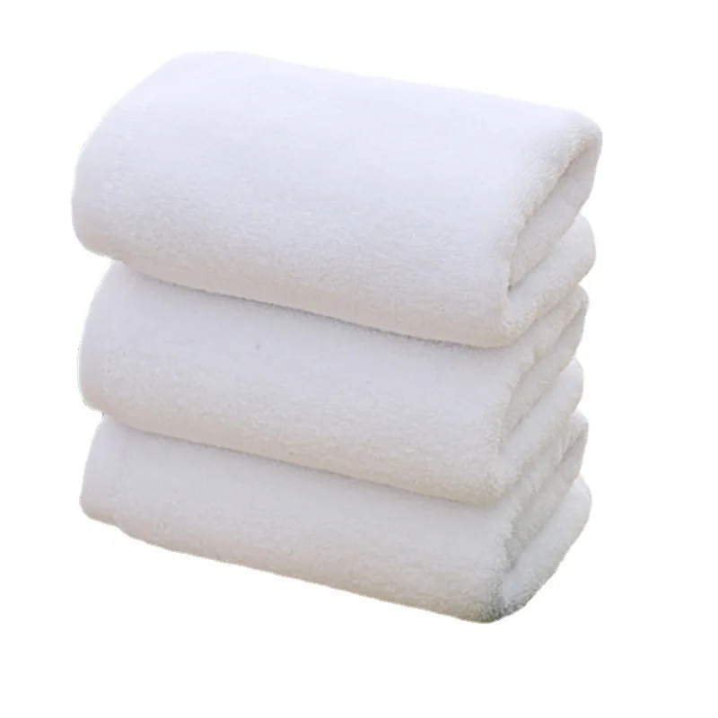 Pure Cotton White Towel Thick Skin-friendly Portable Quick Dry Hair Towel Household Hotel Homestay Bath Towel Household Supplies