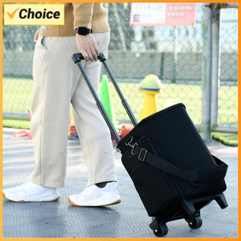 Rolling Speaker Bag with Retractable Handle Travel Bag Multi-pocket Storage Bag for Bose S1 Pro / S1 Pro+ BT Speaker Accessories